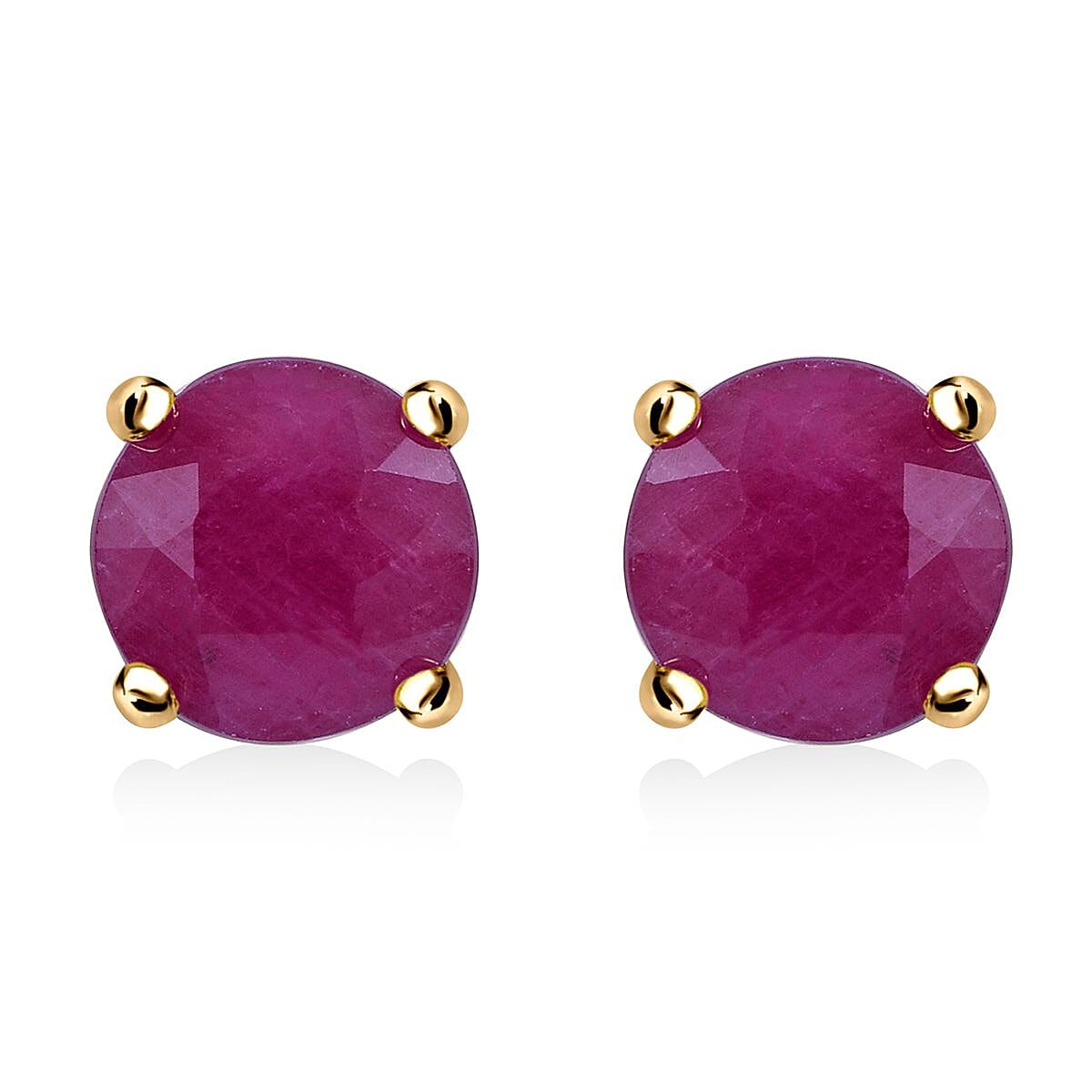 Luxoro 10K Yellow Gold Premium Mozambique Ruby Stud Earrings 2.50 ctw