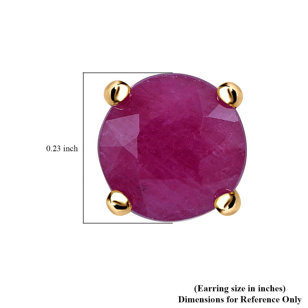 Luxoro 10K Yellow Gold Premium Mozambique Ruby Solitaire Stud Earrings 2.50 ctw image number 3