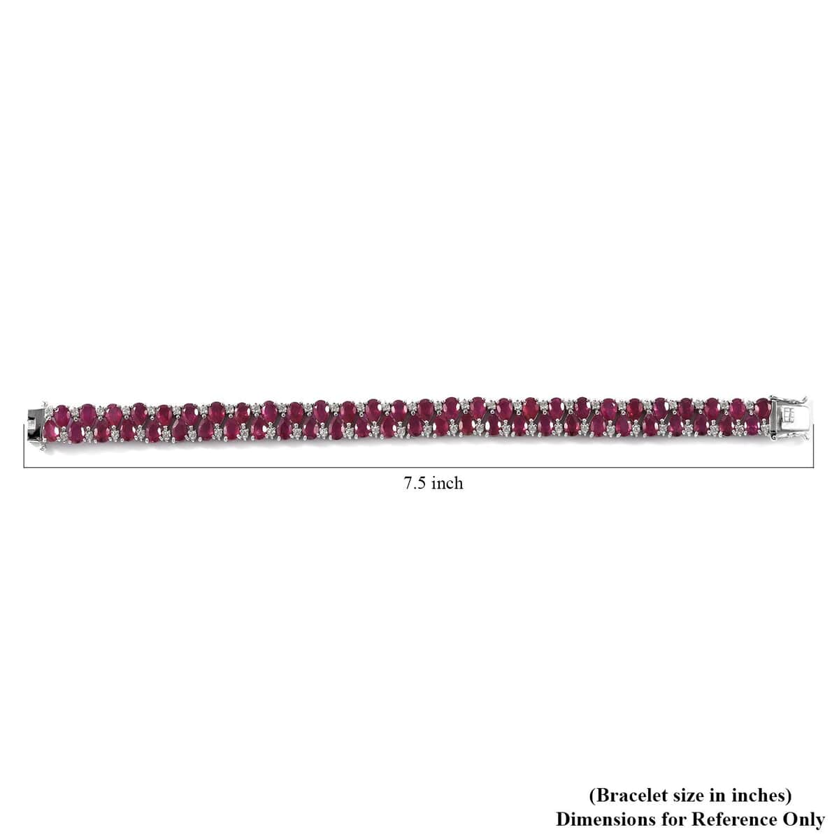 Niassa Ruby (FF) and White Zircon 2 Row Bracelet in Platinum Over Sterling Silver (7.25 In) 34.15 ctw image number 2
