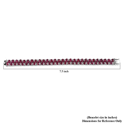 Niassa Ruby (FF) and White Zircon 2 Row Bracelet in Platinum Over Sterling Silver (7.25 In) 34.15 ctw