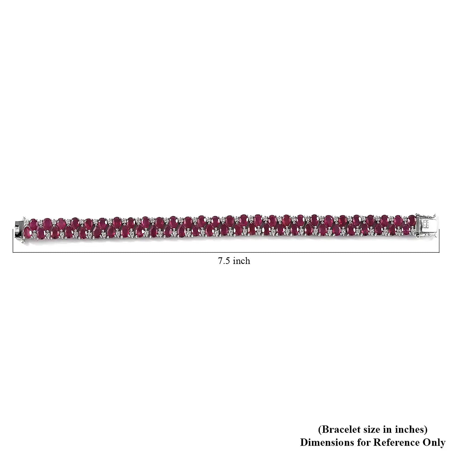 D'Joy Niassa Ruby (FF), White Zircon 37.85 ctw 2 Row Bracelet in Platinum Over Sterling Silver (8.00 In)