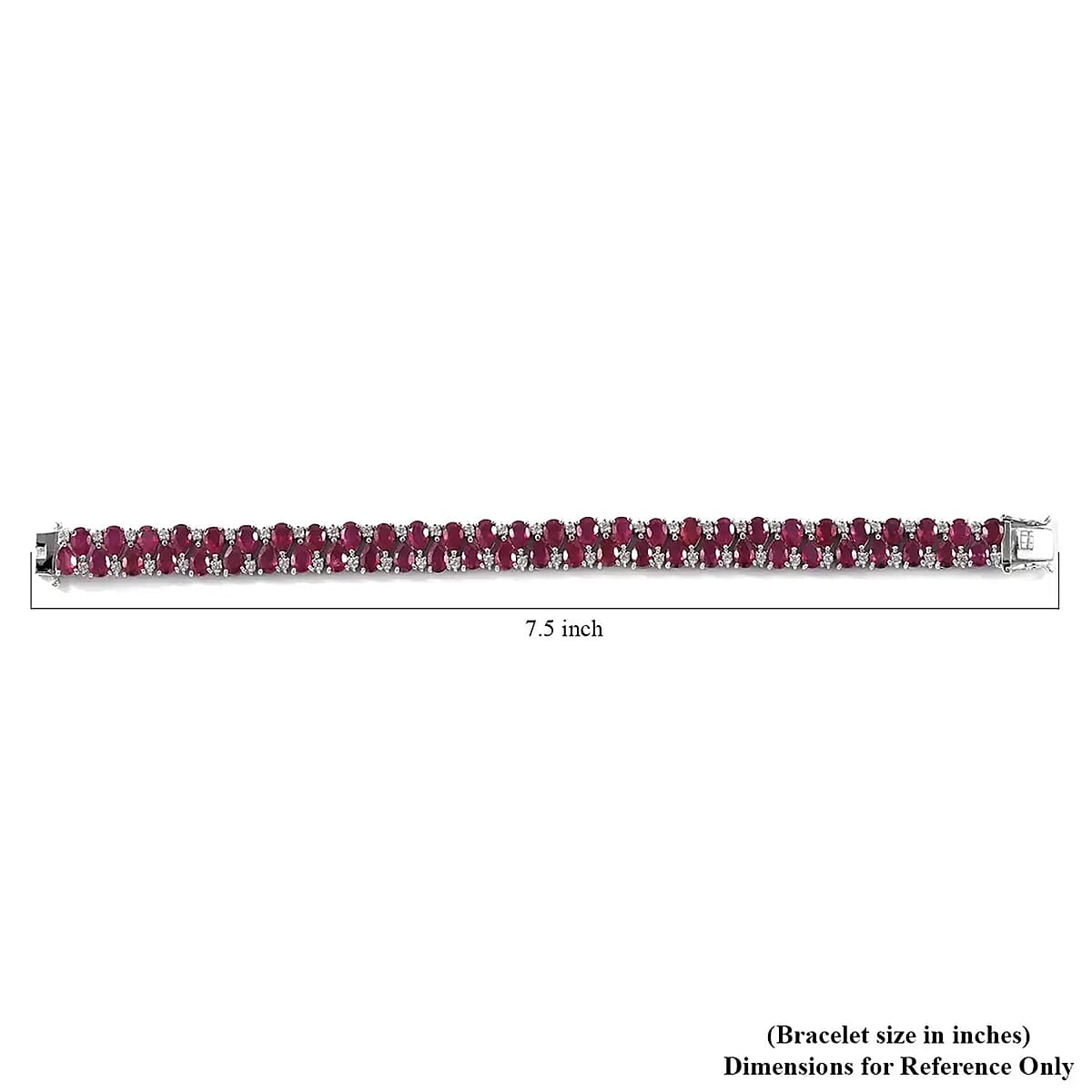 Niassa Ruby (FF), White Zircon 37.85 ctw 2 Row Bracelet in Platinum Over Sterling Silver (8.00 In) image number 6