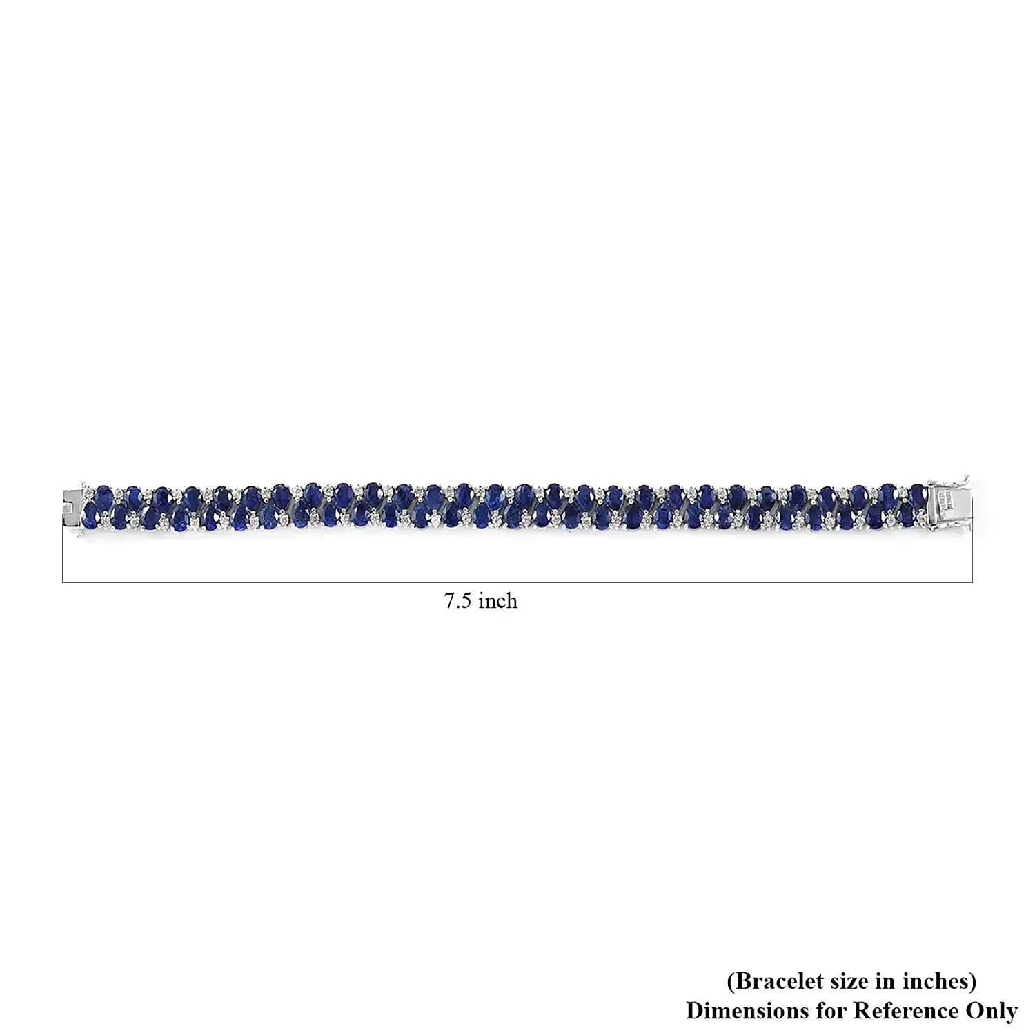 Masoala Sapphire (D) and White Zircon 37.50 ctw 2 Row Bracelet in Platinum Over Sterling Silver (7.25 In) 37.50 ctw