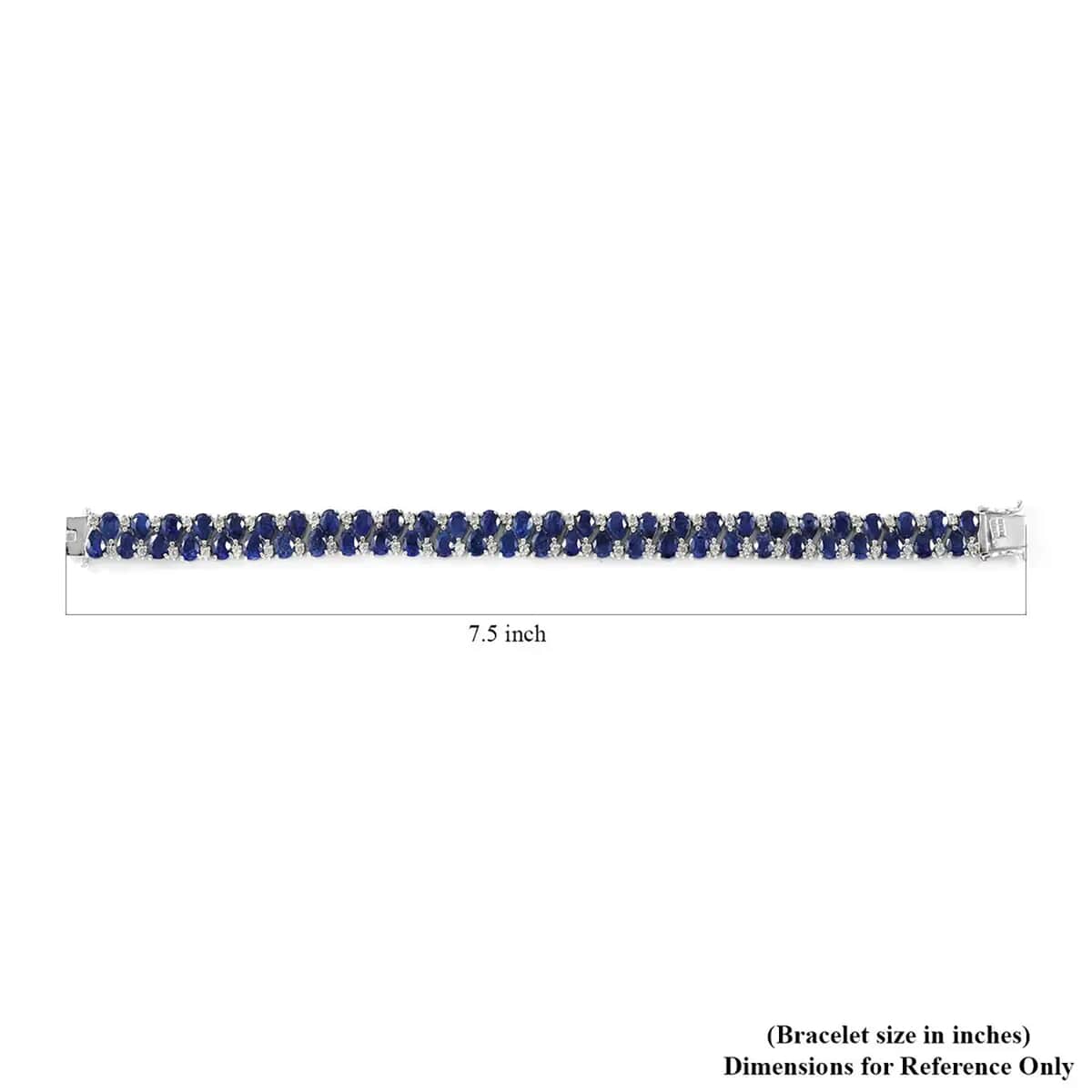 Masoala Sapphire (D) and White Zircon 37.50 ctw 2 Row Bracelet in Platinum Over Sterling Silver (7.25 In) 37.50 ctw image number 6