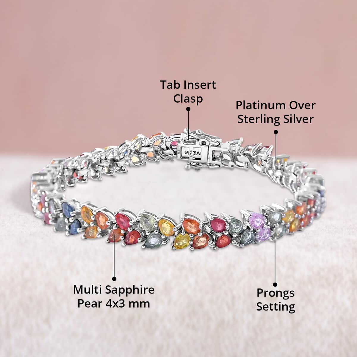 TLV Multi Sapphire Double-Row Bracelet in Platinum Over Sterling Silver (6.50 In) 14.85 ctw image number 3