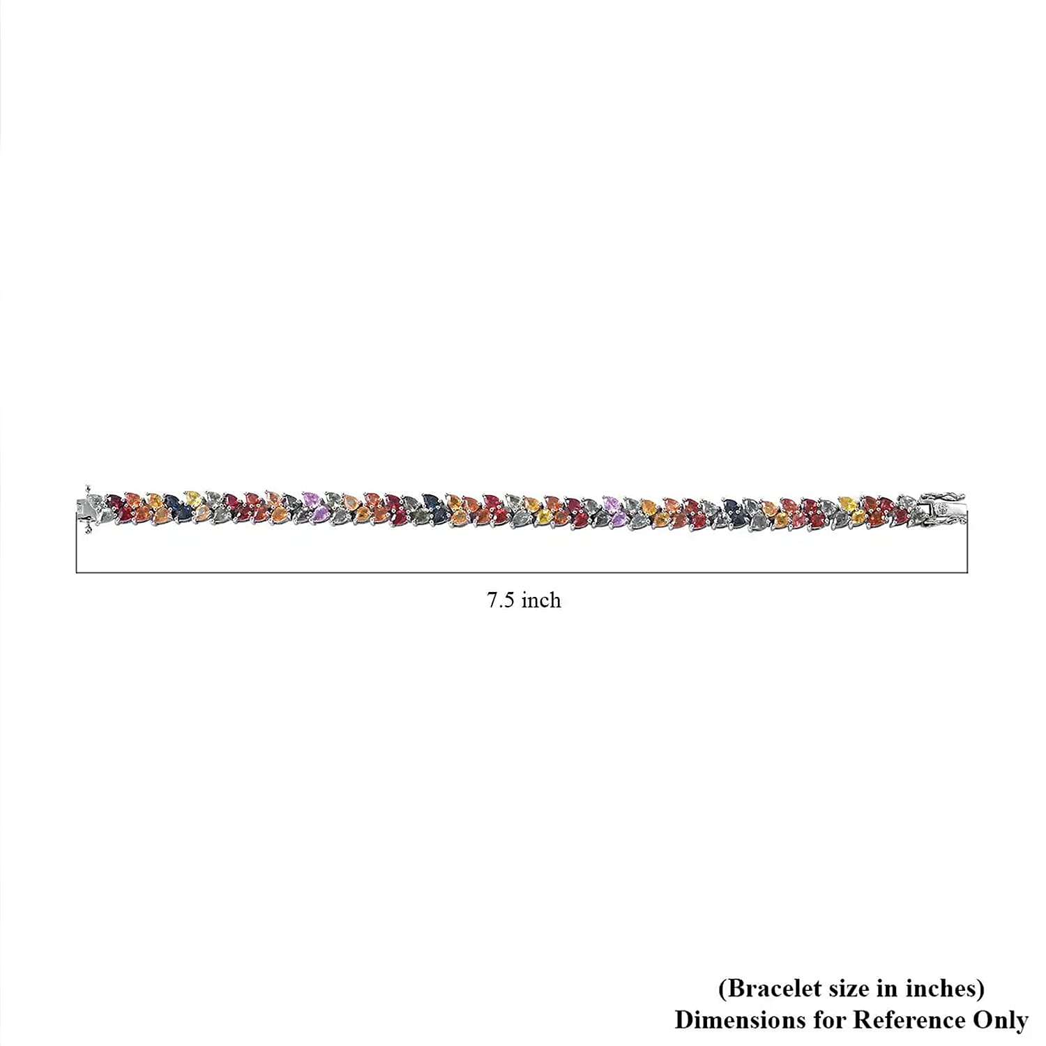Multi Sapphire 17.25 ctw Double-Row Bracelet in Platinum Over Sterling Silver (6.50 In)