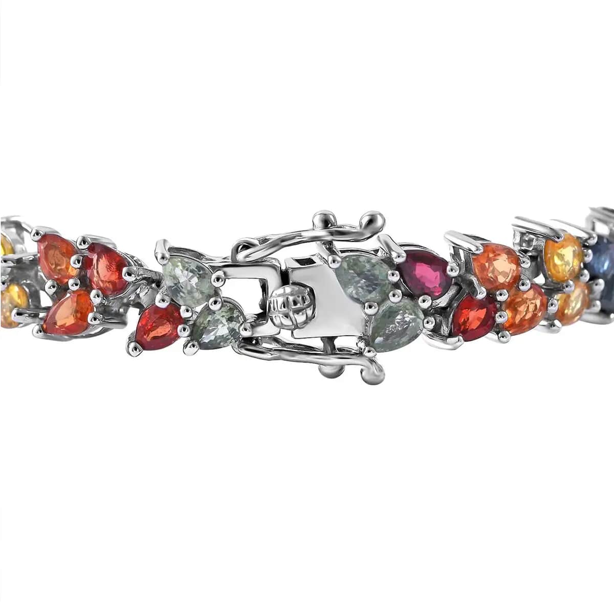 TLV Multi Sapphire Double-Row Bracelet in Platinum Over Sterling Silver (6.50 In) 14.85 ctw image number 6