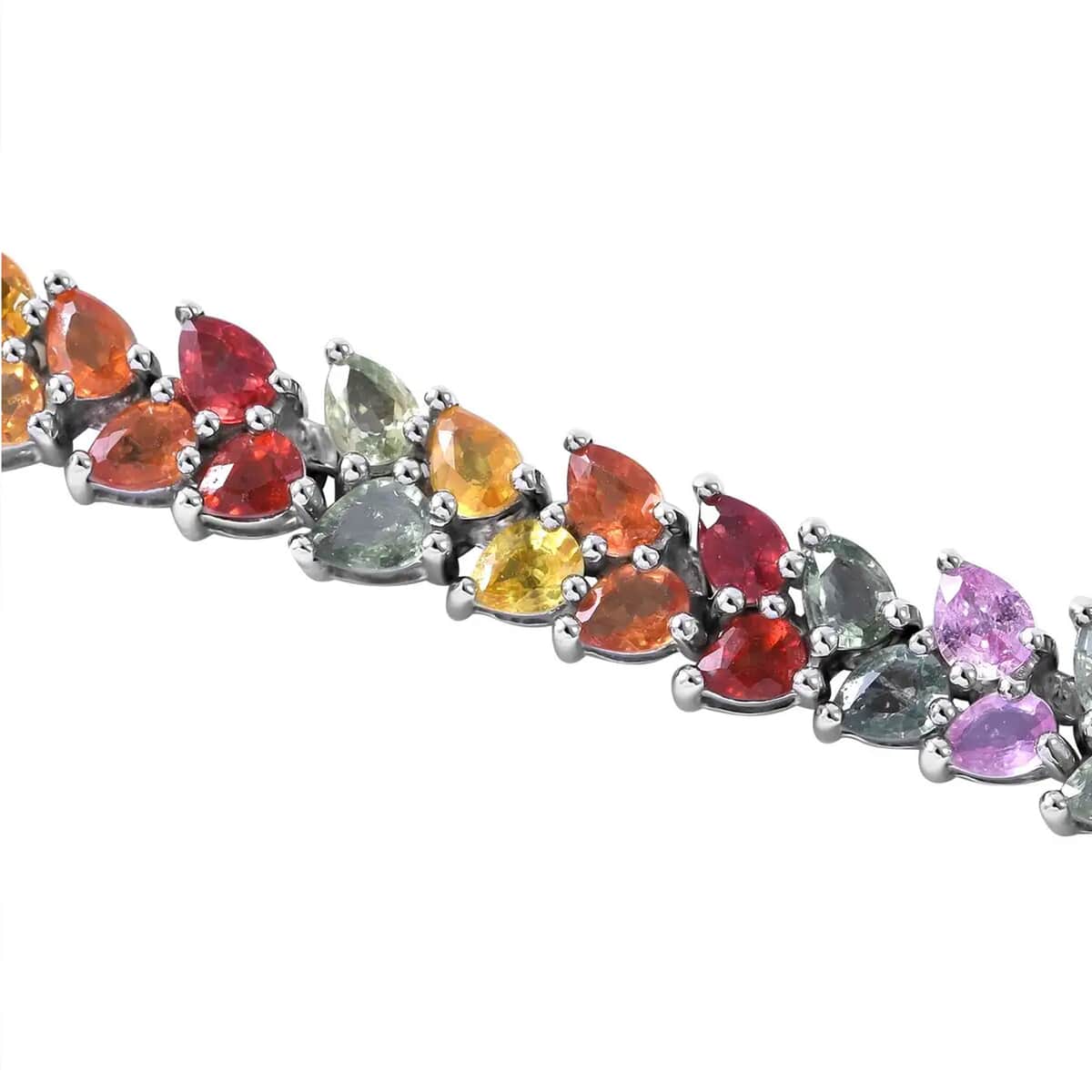 TLV Multi Sapphire Double-Row Bracelet in Platinum Over Sterling Silver (6.50 In) 14.85 ctw image number 7