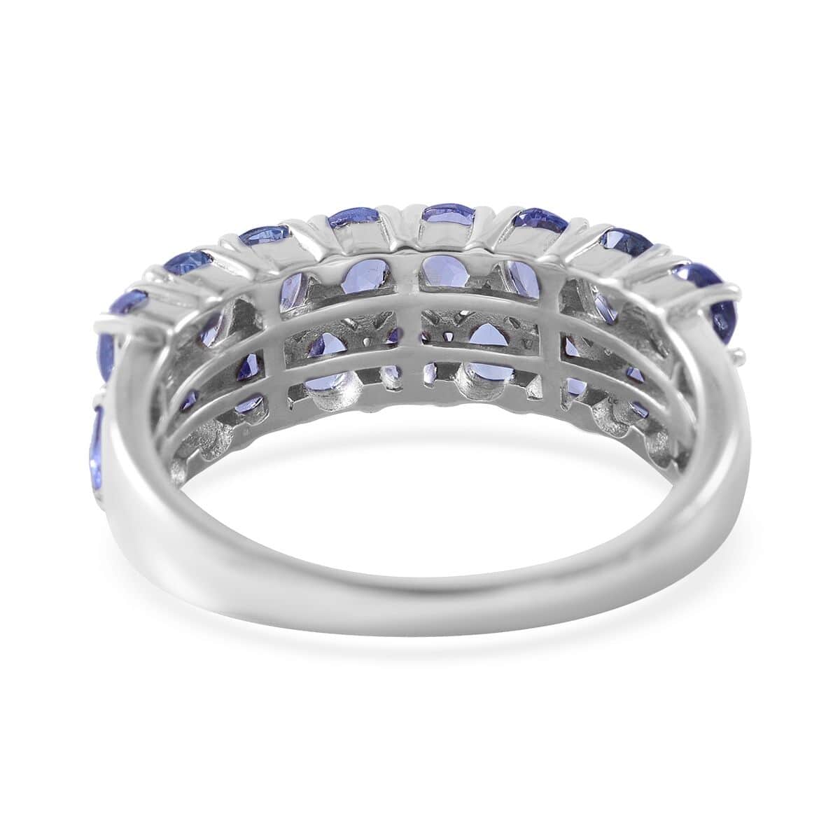 Tanzanite Two-Row Band Ring in Platinum Over Sterling Silver (Size 10.0) 2.75 ctw image number 3