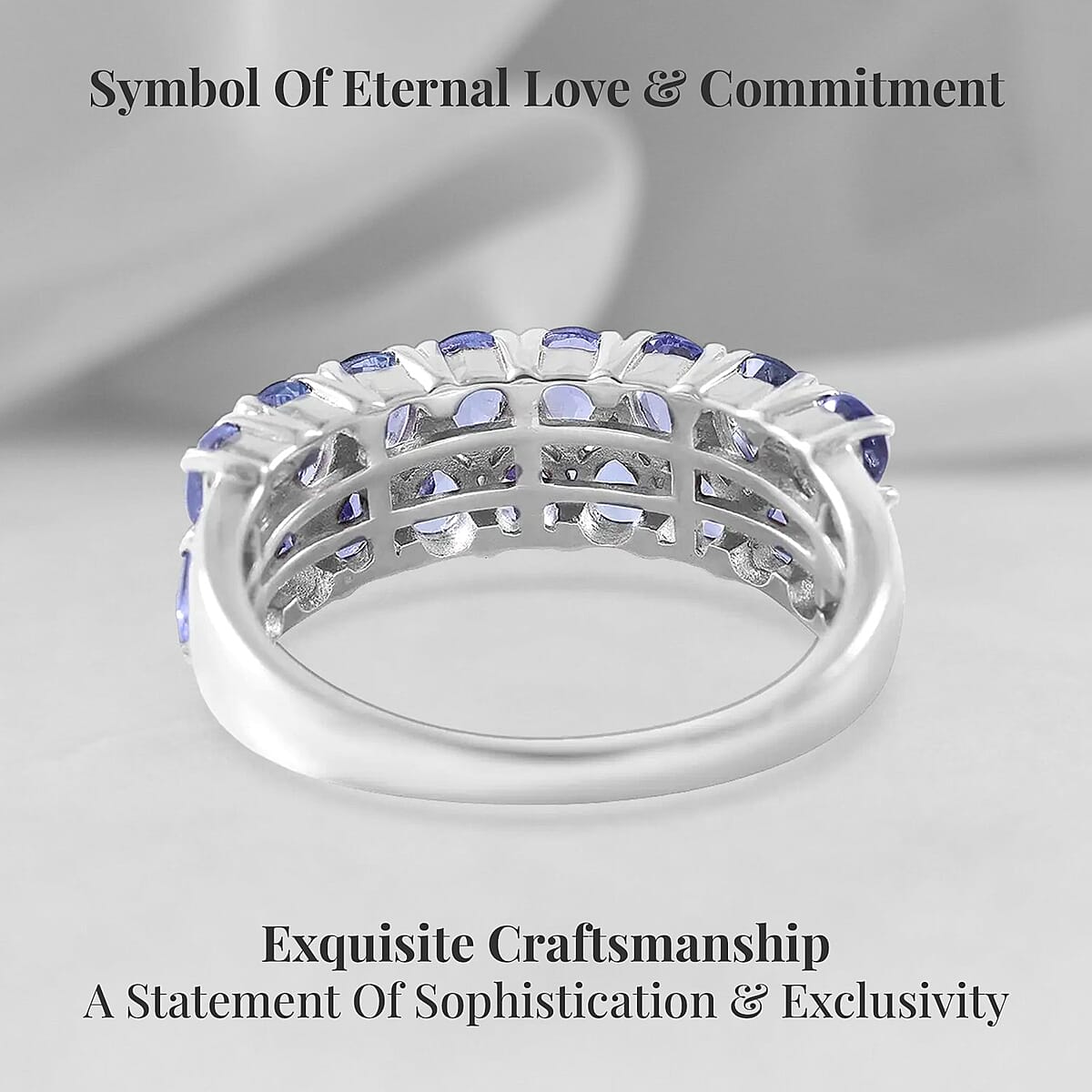 Tanzanite Two-Row Band Ring in Platinum Over Sterling Silver (Size 6.0) 2.75 ctw image number 2