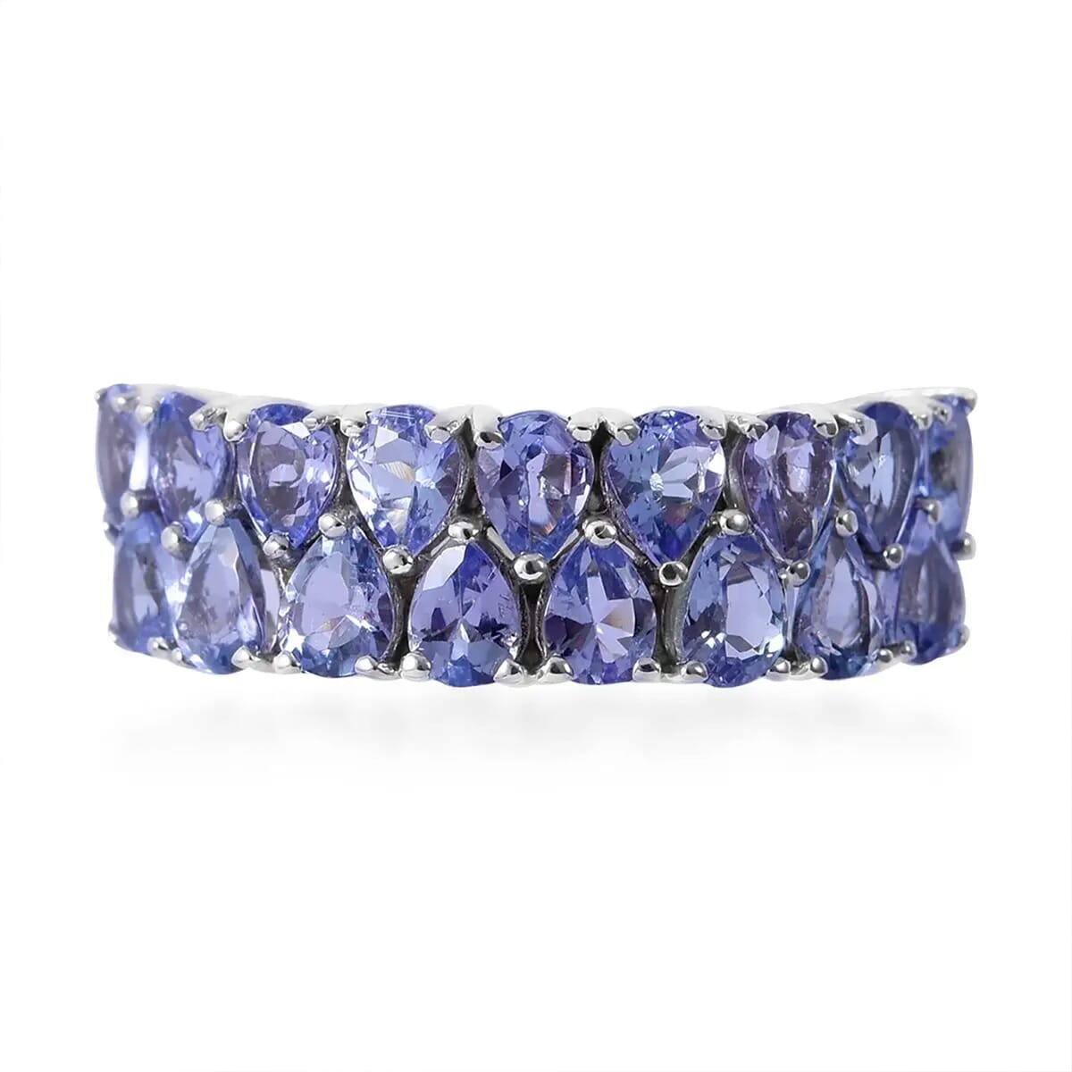 Tanzanite 2.75 ctw Two-Row Band Ring in Platinum Over Sterling Silver (Size 8.0)  image number 0