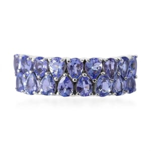 Tanzanite 2.75 ctw Two-Row Band Ring in Platinum Over Sterling Silver (Size 8.0) 