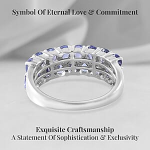 Tanzanite 2.75 ctw Two-Row Band Ring in Platinum Over Sterling Silver (Size 8.0) 