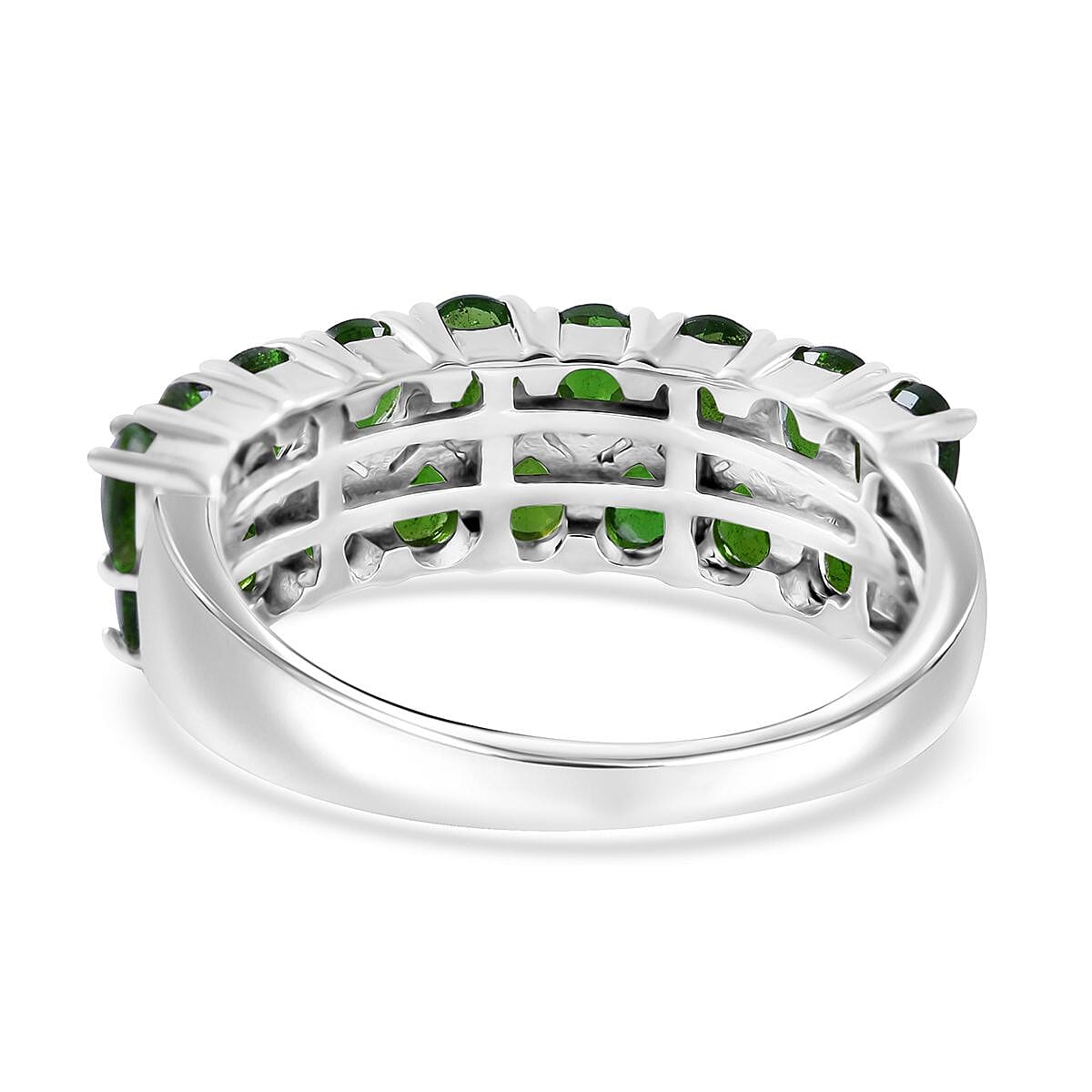 Chrome Diopside 2.90 ctw Two-Row Band Ring in Platinum Over Sterling Silver (Size 10.0)  image number 3