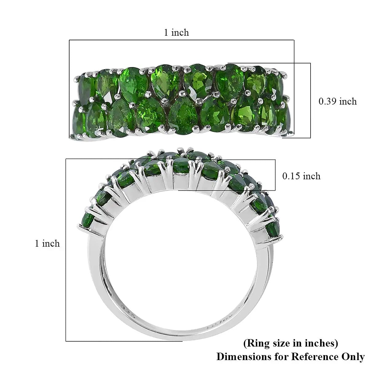 Chrome Diopside 2.90 ctw Two-Row Band Ring in Platinum Over Sterling Silver (Size 10.0)  image number 5