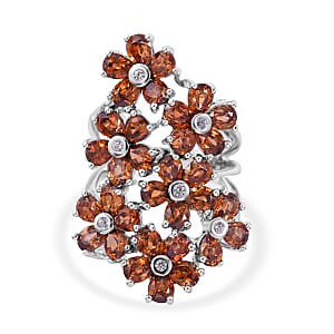 Yellow and White Zircon Floral Ring in Platinum Over Sterling Silver (Size 10.0) 9.00 ctw