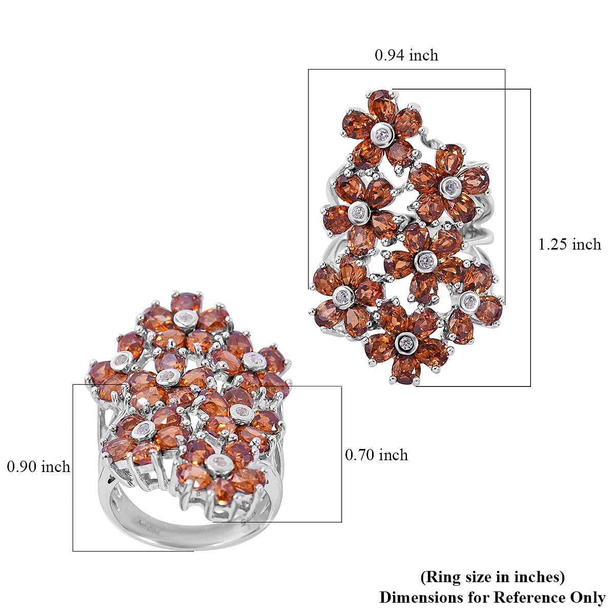 Yellow and White Zircon Floral Ring in Platinum Over Sterling Silver (Size 10.0) 9.00 ctw