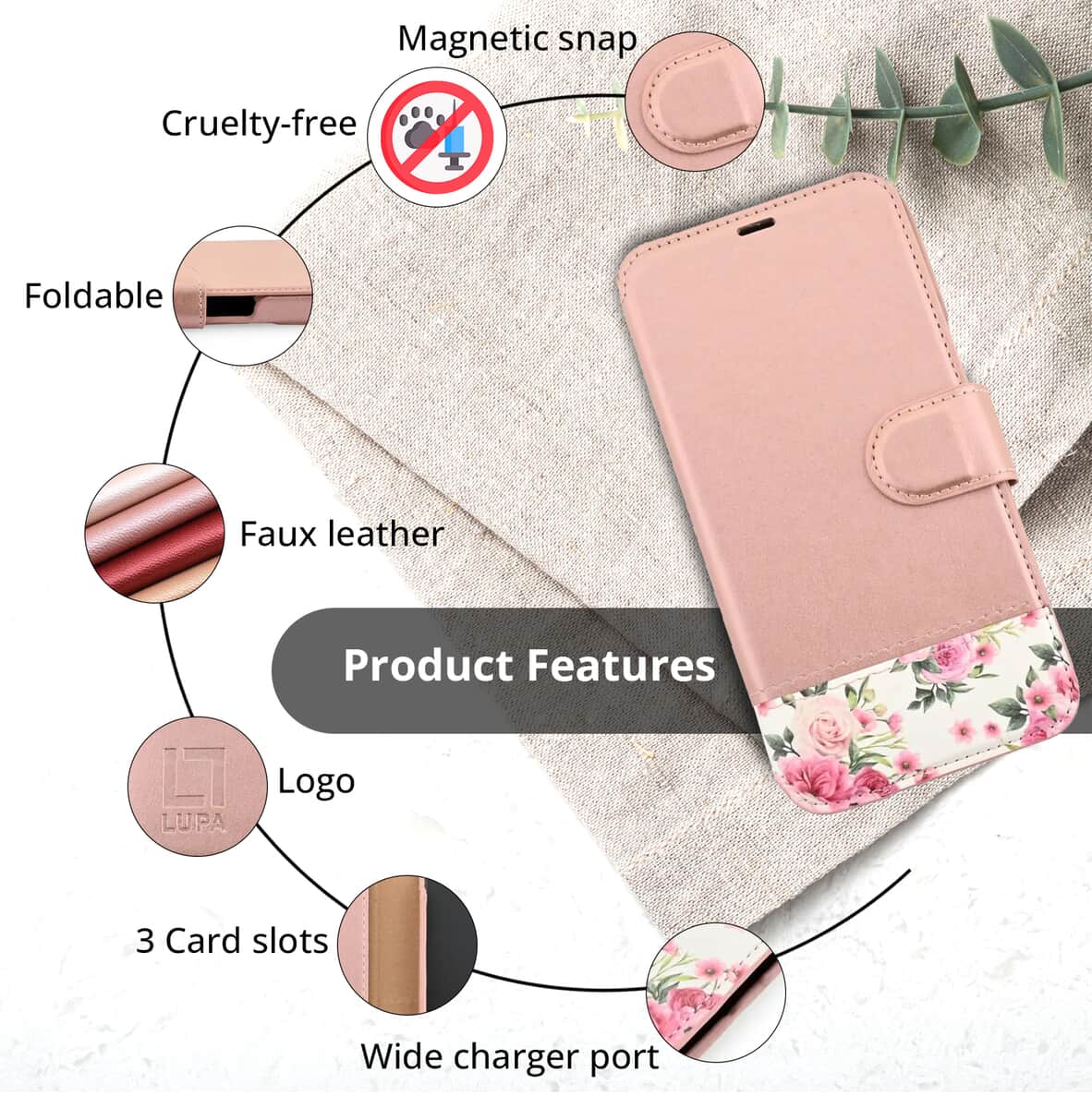 Lupa Legacy iPhone Wallet Case for iPhone 15 -Pink Floral image number 2