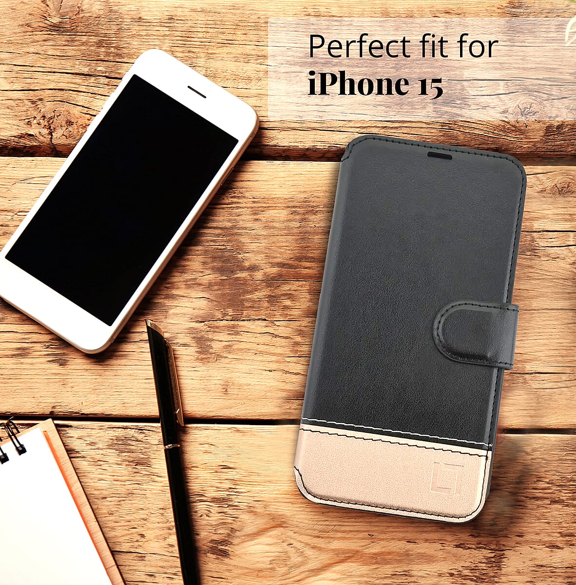 Lupa Legacy iPhone Wallet Case for iPhone 15 -Black & Gold image number 1