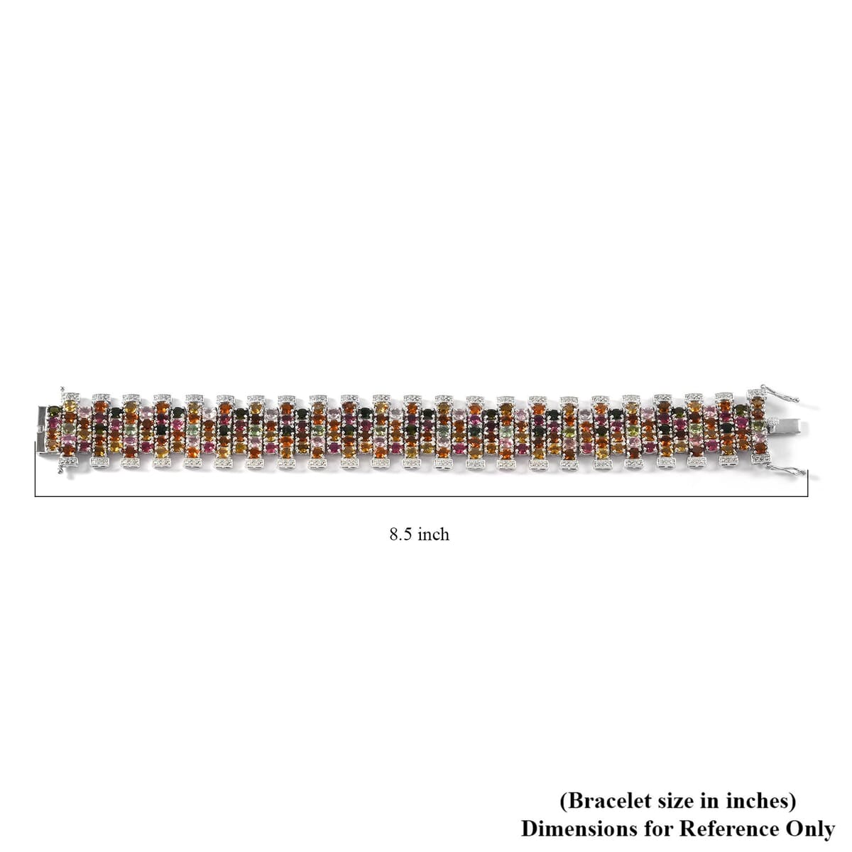 Multi-Tourmaline 32.15 ctw Bracelet in Platinum Over Sterling Silv (7.25 In)  image number 2