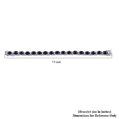 Masoala Sapphire (D) and White Zircon Bracelet in Platinum Over Sterling Silver (6.50 In) 28.85 ctw