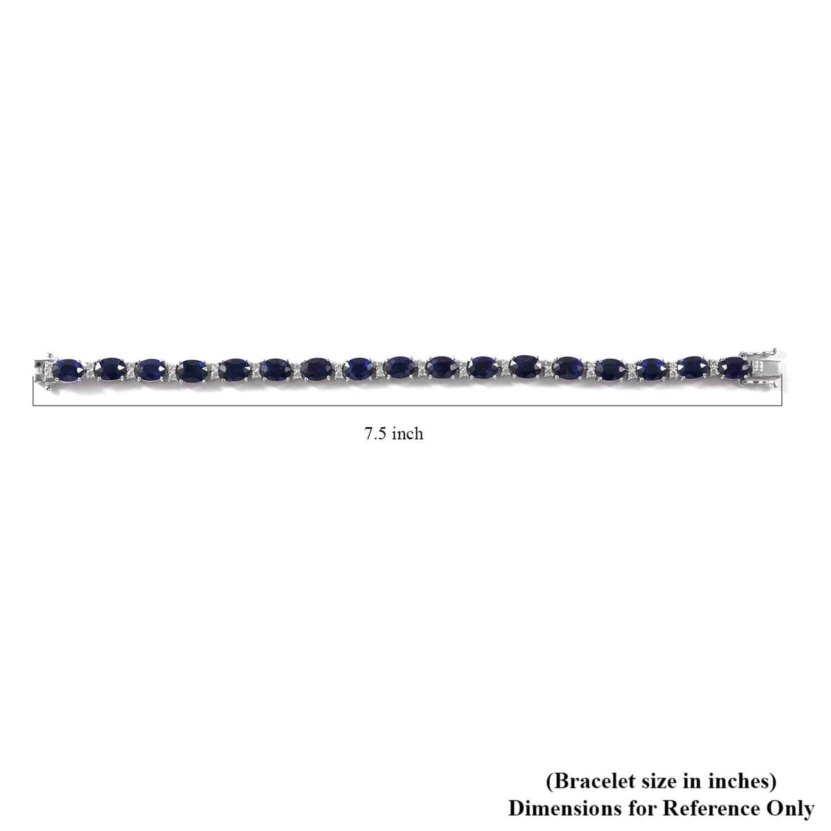 Masoala Sapphire (D) and White Zircon Bracelet in Platinum Over Sterling Silver (8.00 In) 32.75 ctw image number 3