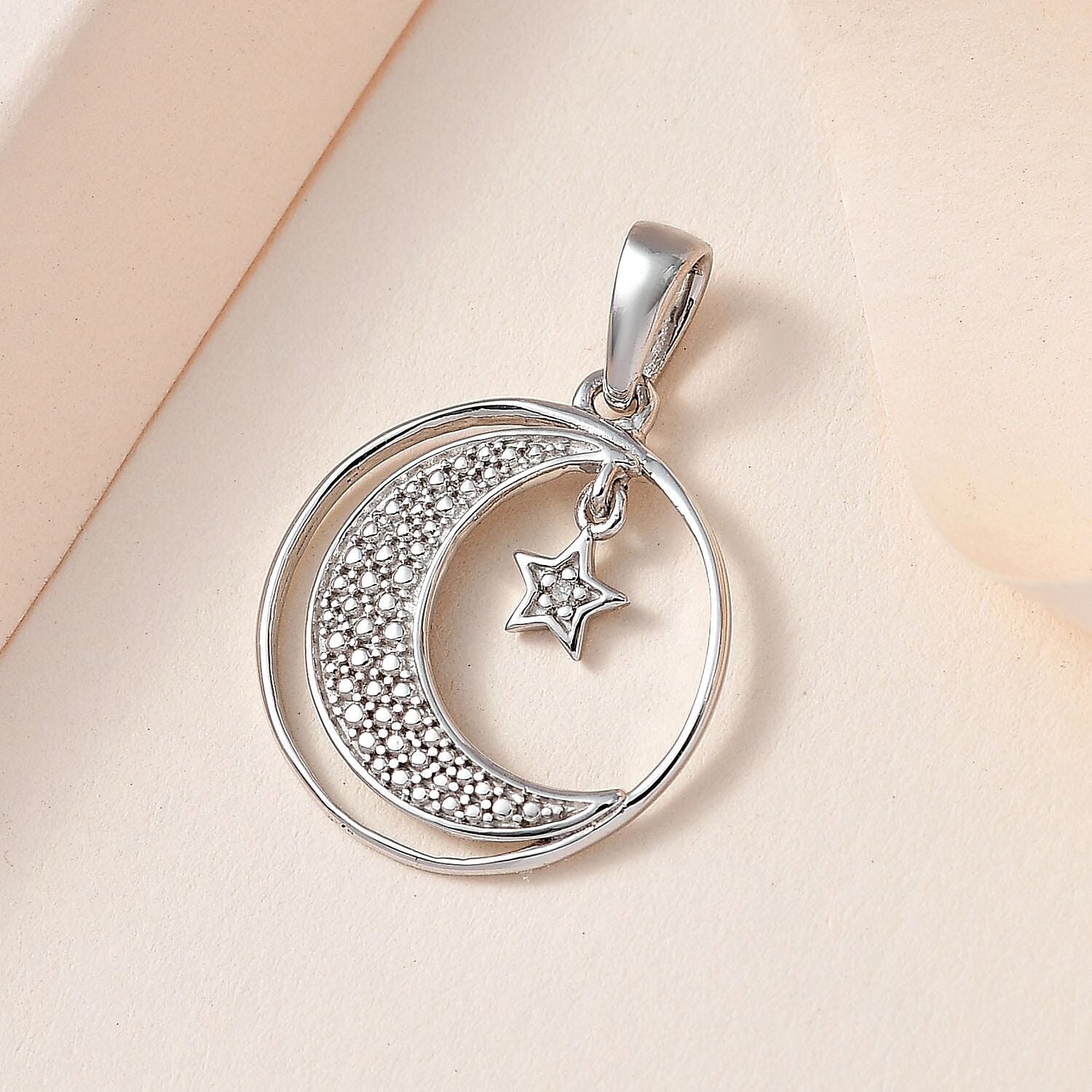 White Diamond Pendant in Platinum Over Sterling Silver