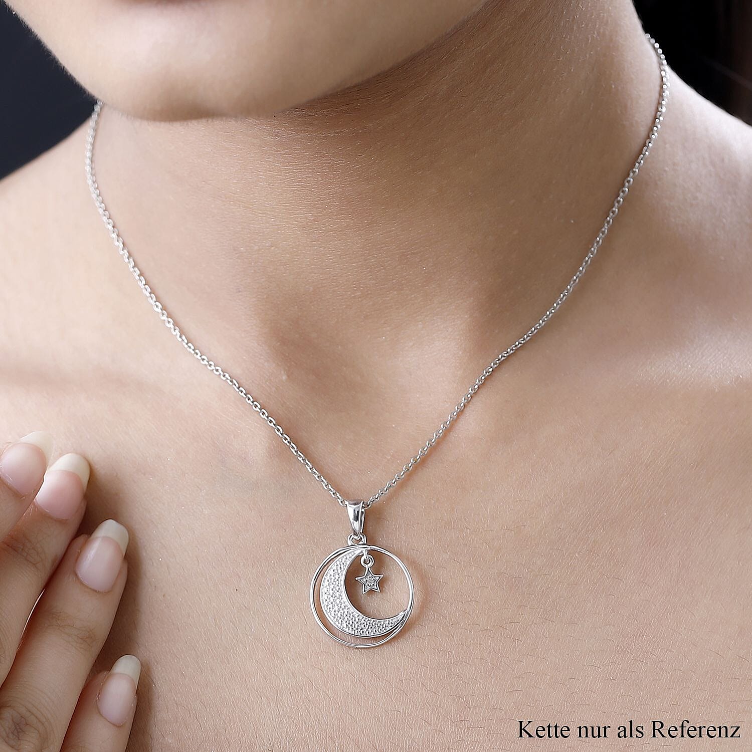 White Diamond Pendant in Platinum Over Sterling Silver