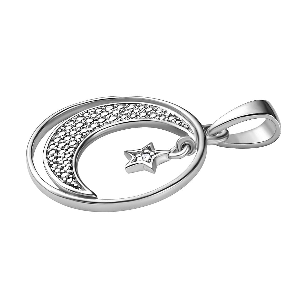 White Diamond Pendant in Platinum Over Sterling Silver