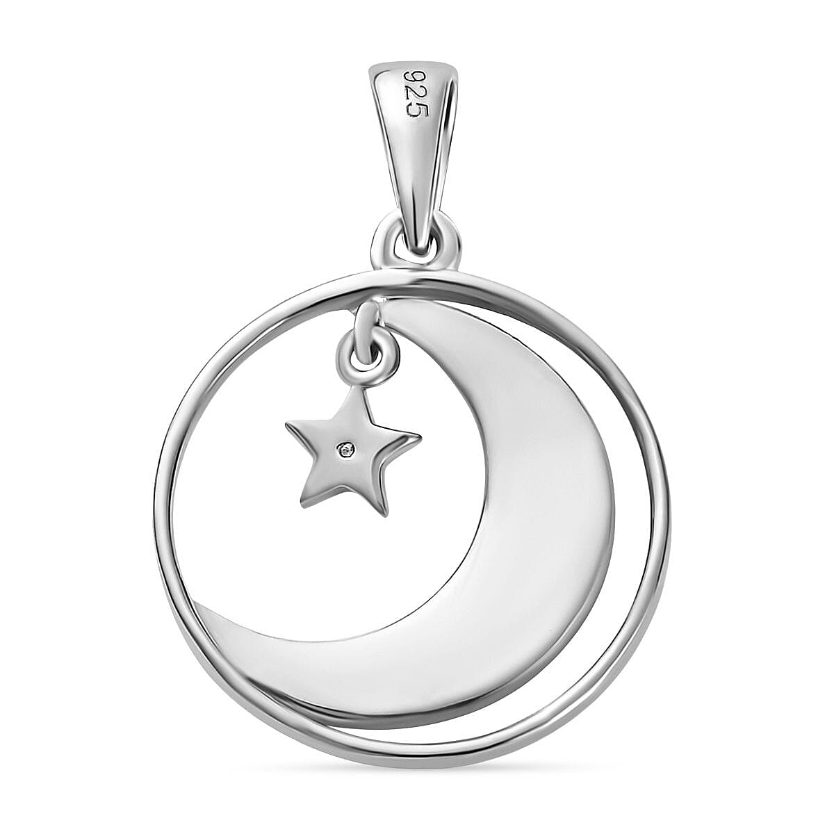 White Diamond Pendant in Platinum Over Sterling Silver