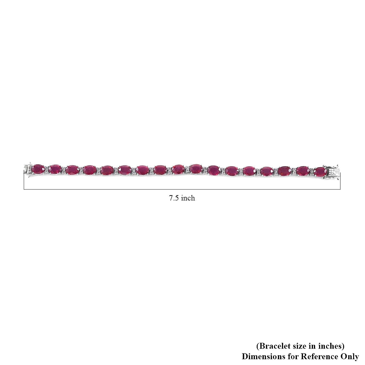 Niassa Ruby (FF) and White Zircon Bracelet in Platinum Over Sterling Silver (6.50 In) 28.85 ctw image number 3