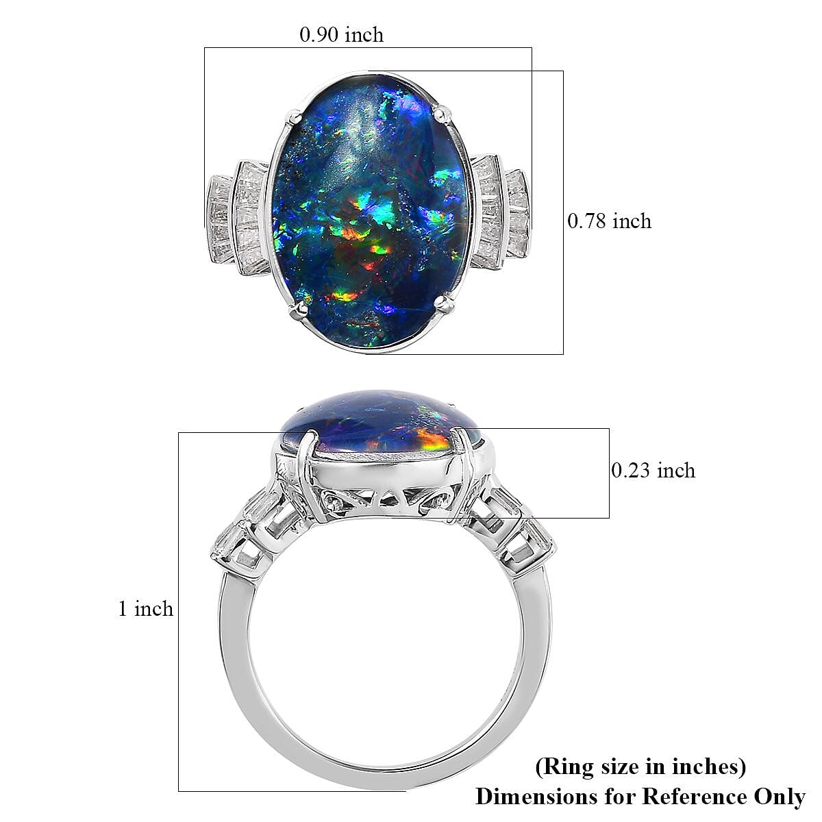 Boulder Opal Triplet and Moissanite 7.15 ctw Ring in Platinum Over Sterling Silver (Size 10.0) 