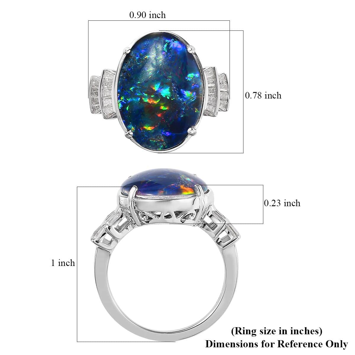 Boulder Opal Triplet and Moissanite Ring in Platinum Over Sterling Silver (Size 7.0) 7.15 ctw image number 5