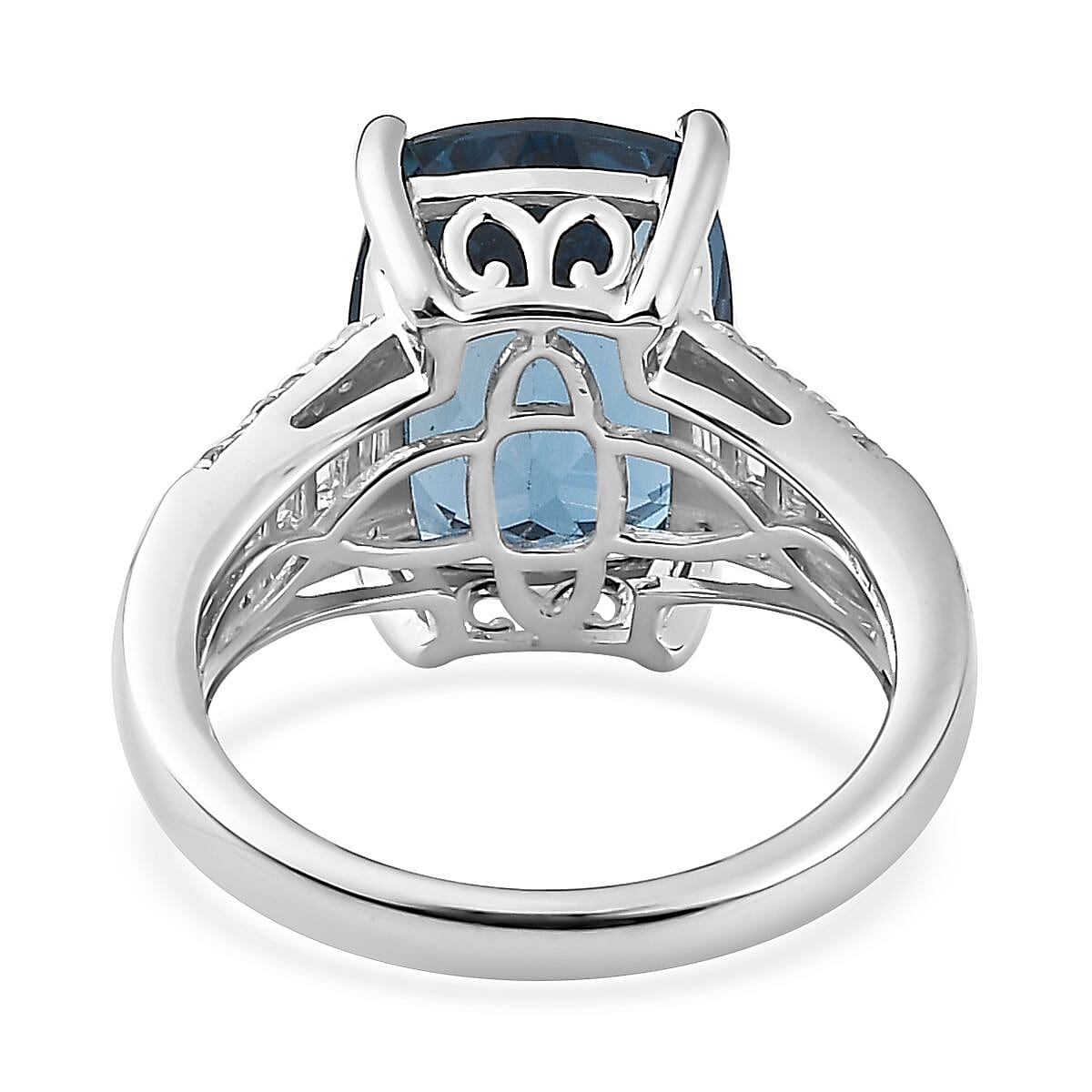 London Blue Topaz and White Topaz Ring in Platinum Over Sterling Silver (Size 7.0) 7.00 ctw image number 3