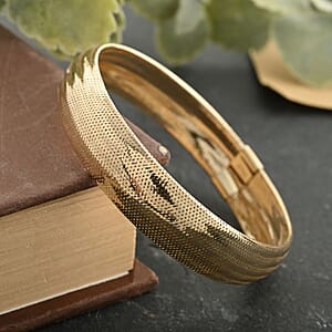 Italian 10K Yellow Gold Adjustable Mesh Bangle Bracelet 2.40 Grams