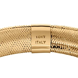 Italian 10K Yellow Gold Adjustable Mesh Bangle Bracelet 2.40 Grams