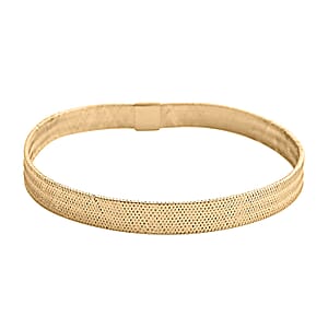 Italian 10K Yellow Gold Adjustable Flat Mesh Bangle Bracelet 1.42 Grams