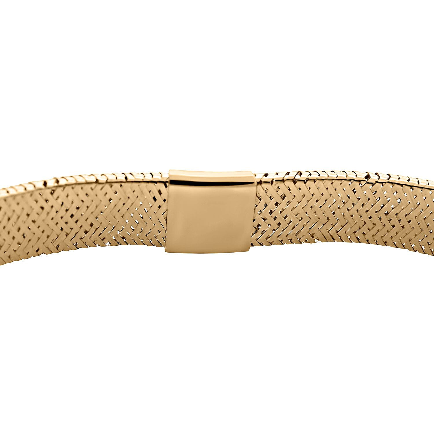 Italian 10K Yellow Gold Adjustable Flat Mesh Bangle Bracelet 1.42 Grams