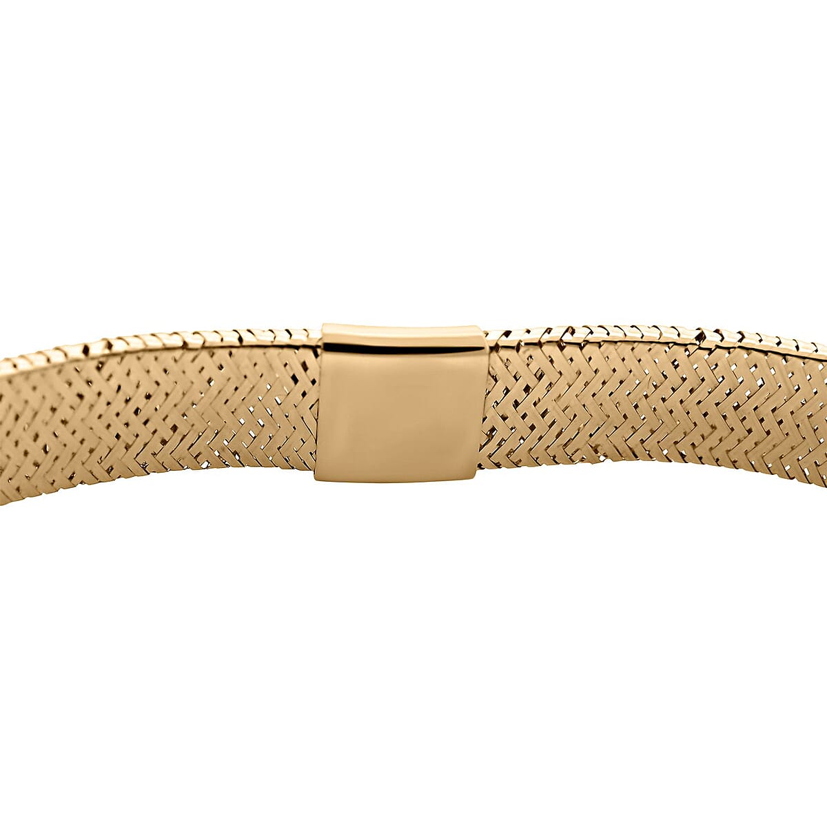 Italian 10K Yellow Gold Adjustable Flat Mesh Bangle Bracelet 1.42 Grams image number 2