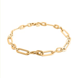 Italian 10K Yellow Gold Alternata Paperclip Bracelet (7.50 In) 1.77 Grams