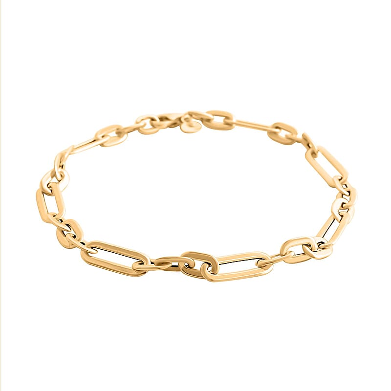 Italian 10K Yellow Gold Alternata Paperclip Bracelet (7.50 In) 1.77 Grams