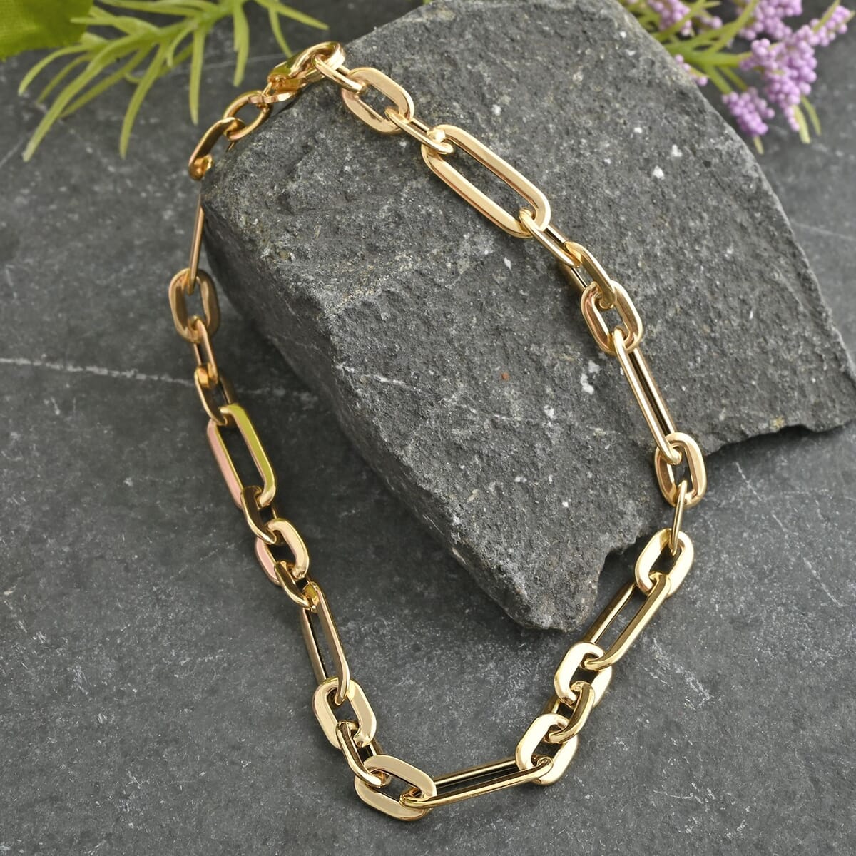 Italian 10K Yellow Gold Alternata Paperclip Bracelet (7.50 In) 1.77 Grams image number 1