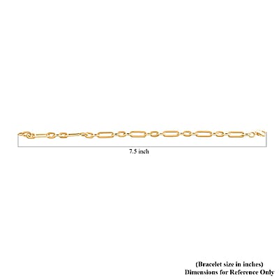 Italian 10K Yellow Gold Alternata Paperclip Bracelet (7.50 In) 1.77 Grams