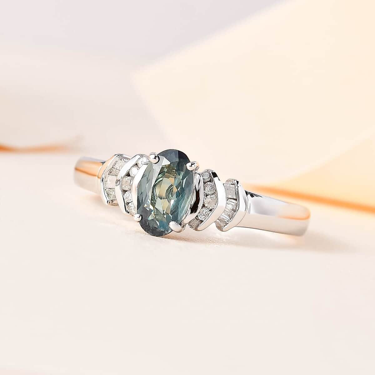 Luxoro 14K White Gold AAA Narsipatnam Alexandrite and G-H I3 Diamond Ring 0.90 ctw image number 1