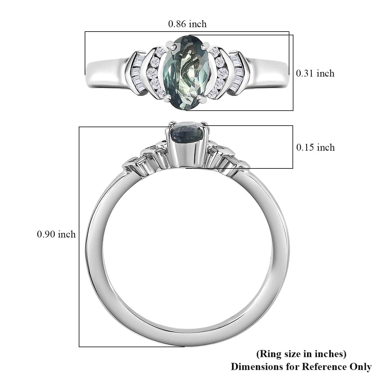 Luxoro 14K White Gold AAA Narsipatnam Alexandrite and G-H I3 Diamond Ring 0.90 ctw image number 5