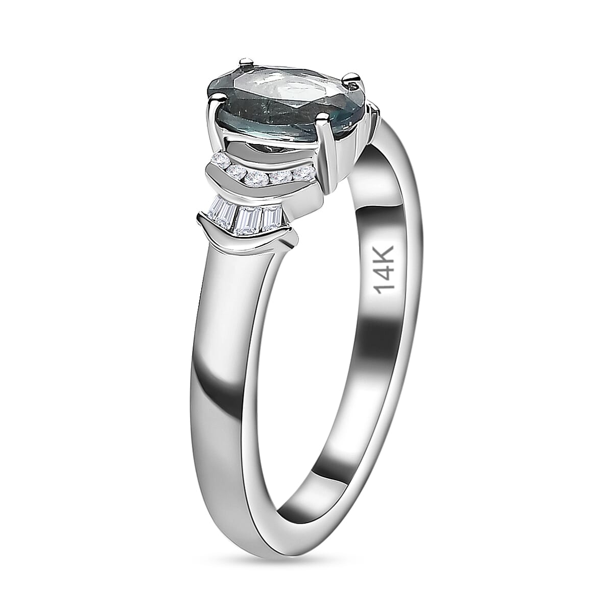 Luxoro 14K White Gold AAA Narsipatnam Alexandrite and G-H I3 Diamond Ring (Size 9.0) 0.90 ctw image number 3