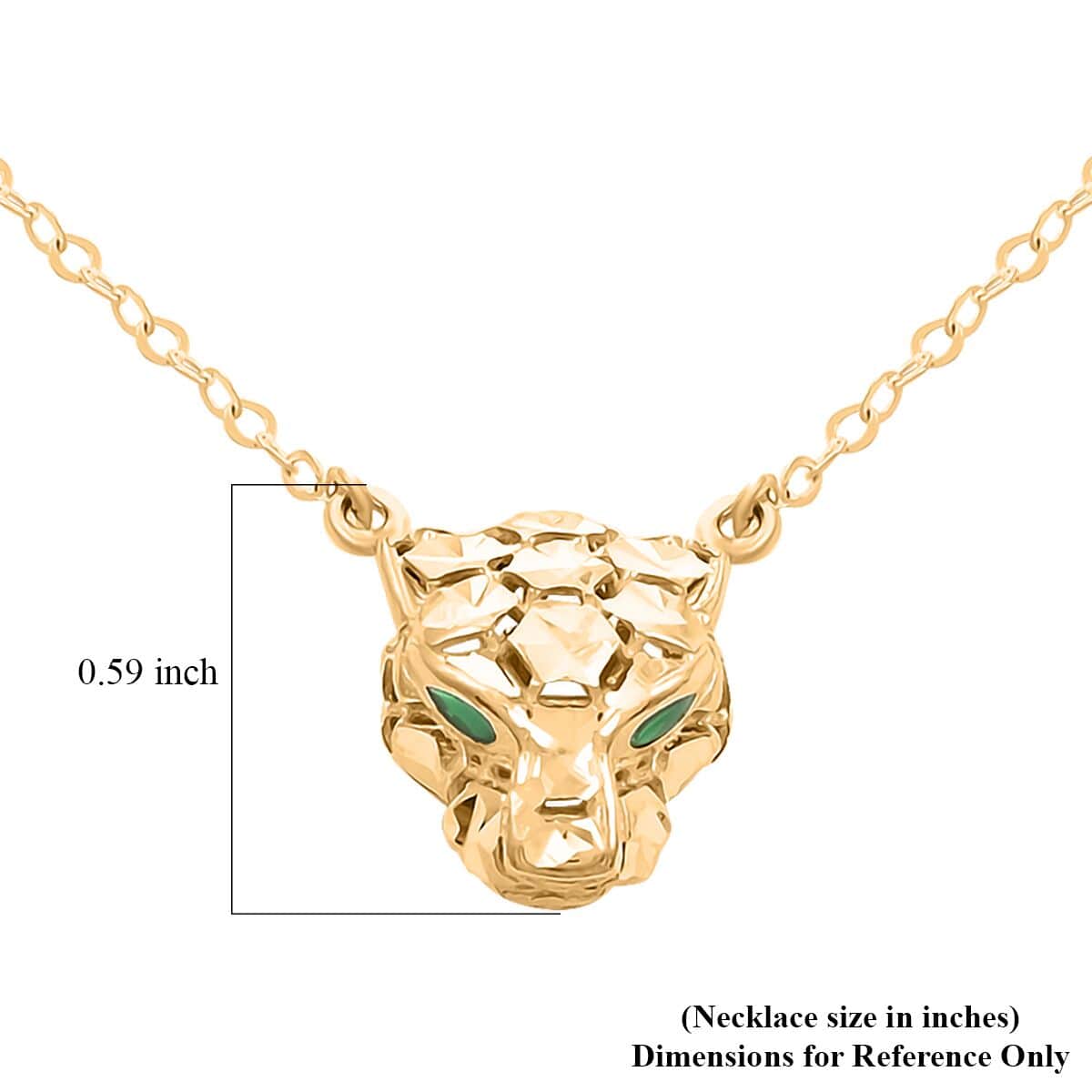 Italian 10K Yellow Gold, Enameled Panther Face Necklace 18 Inches 1.95 Grams image number 5