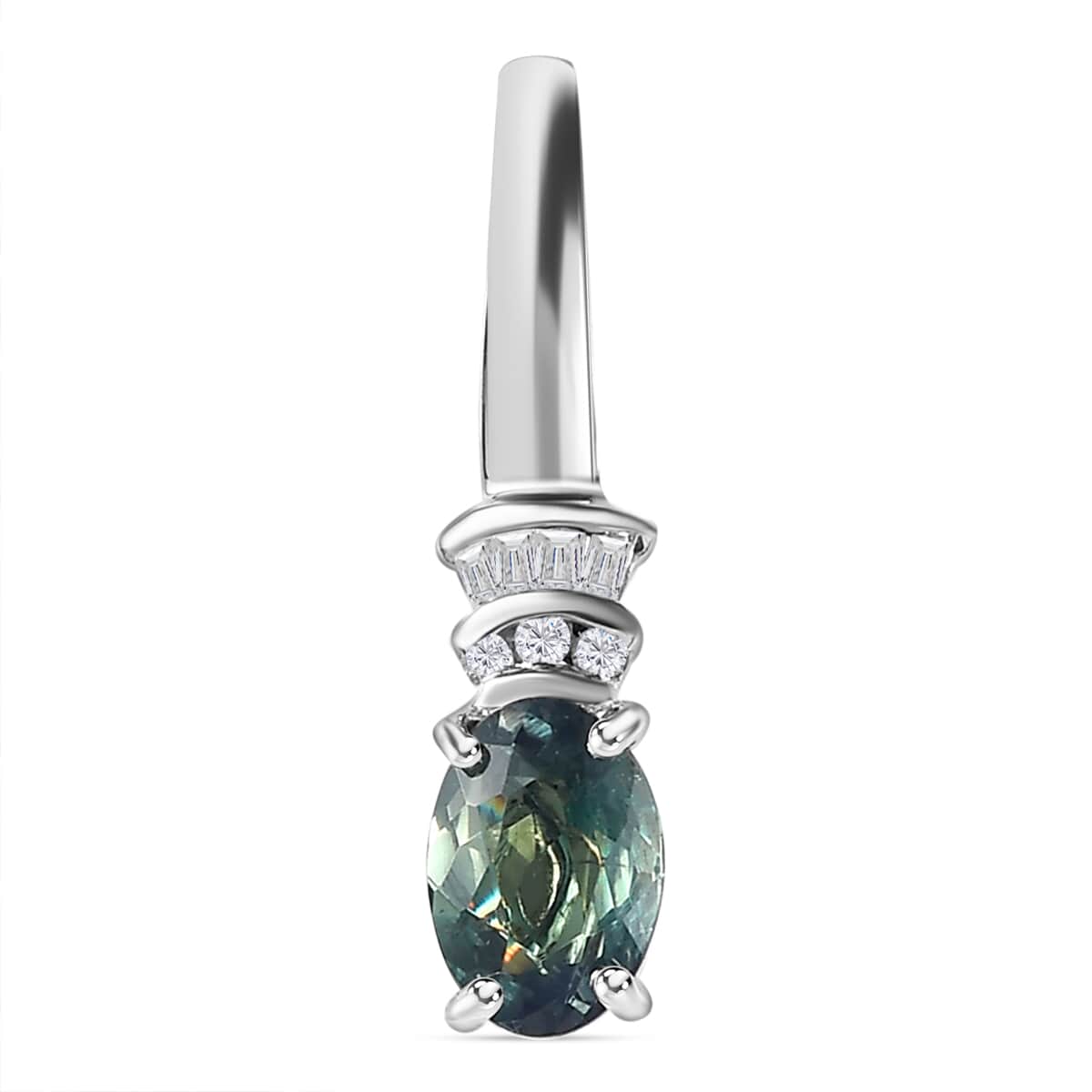 Luxoro 14K White Gold AAA Narsipatnam Alexandrite and G-H I3 Diamond Pendant 0.80 ctw image number 0