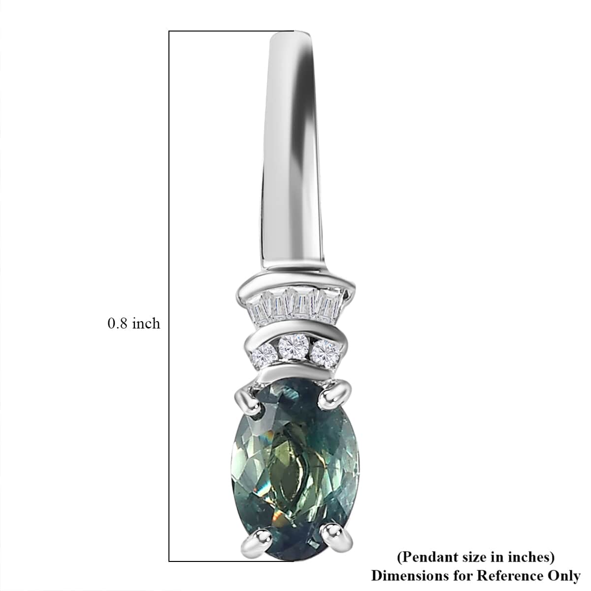 Luxoro 14K White Gold AAA Narsipatnam Alexandrite and G-H I3 Diamond Pendant 0.80 ctw image number 5