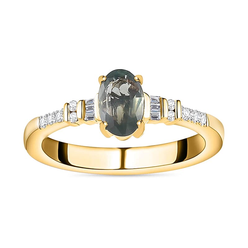 Luxoro 14K Yellow Gold AAA Narsipatnam Alexandrite and G-H I3 Diamond Ring (Size 6.0) 0.90 ctw